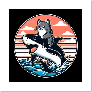 cute cat shark Posters and Art